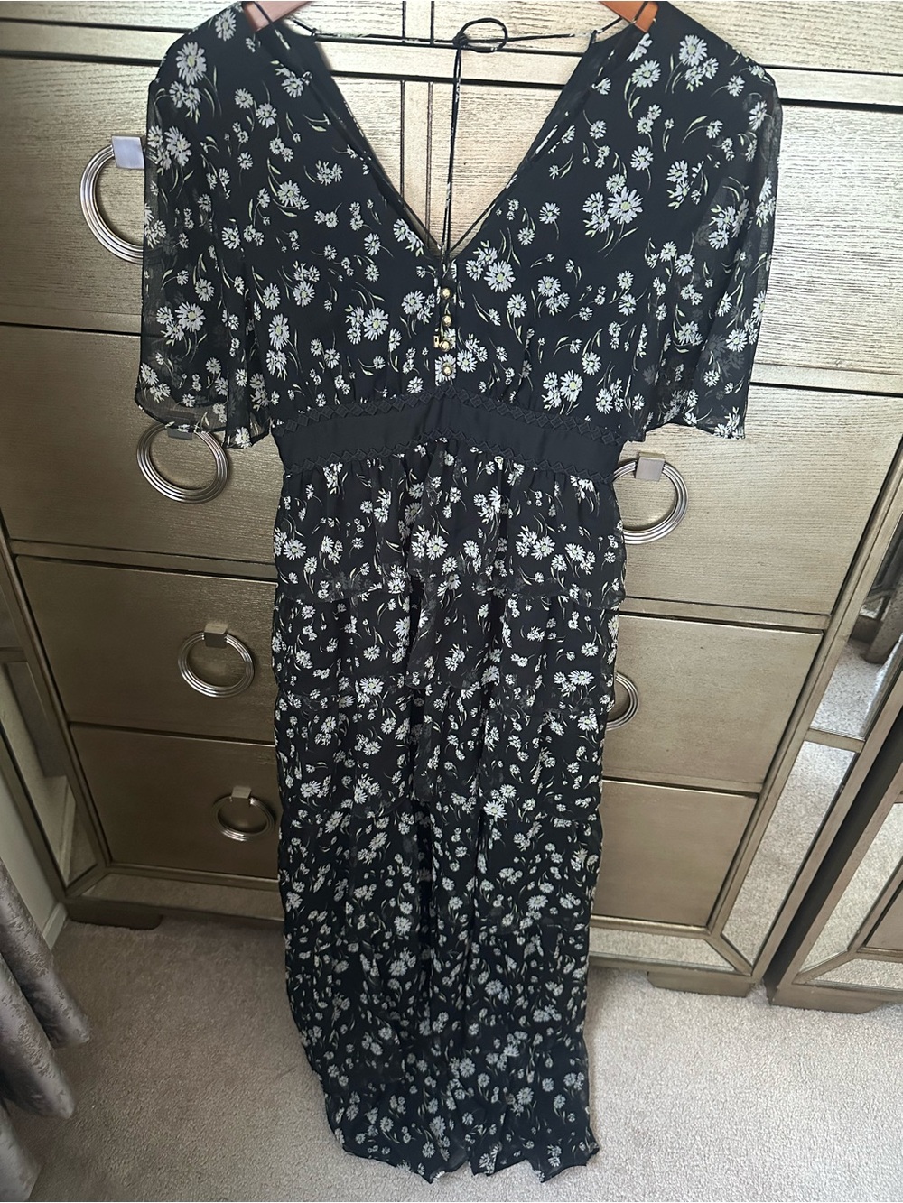 🛍️SALE🛍️ Juicy Couture Black Label Tiered Floral V-Neck Maxi Dress - Picture 2 of 7